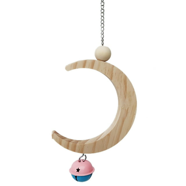 Perche de Perroquet de Suspension d'Oiseau de Forme de Lune de Balançoire de Perche avec la Cloche