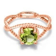 thumbnail image 3 of Gem Stone King 1.45 Ct Round Green Peridot 18K Rose Gold Plated Silver Ring, 3 of 6