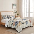 thumbnail image 4 of 3 Pieces King Quilt Set,Thanksgiving Pumpkin Fall Maple Leaf Soft Bedding Sets with 1 Quilt & 2 Pillow Shams,Vintage Letter Summer Bedspread Lightweight Coverlet Comforter for All Season, 4 of 8
