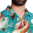 thumbnail image 5 of Ice Cream Men's Casual Printed Button Down Short Sleeve Spread Collar Beach Shirts for Summer, Unisex, 5 of 6