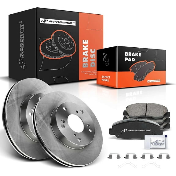 A-Premium Front Vented Disc Brake Rotors   Ceramic Pads Kit Compatible with Honda Models - Civic 2012 2013 2014 2015, 6-PC Set
