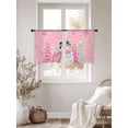 thumbnail image 2 of Pink Christmas Sheer Curtains 54 Inch Length 2 Panels Set, Xmas Snowman Snowflake Tree Gray Voile Window Treatment Rod Pocket Short Kitchen Curtains Drapes for Bedroom 52"x54"x2, 2 of 7