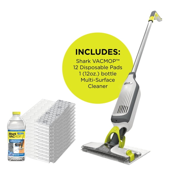 Shark VACMOP Cordless Hard Floor Vacuum Mop with (12) Disposable VACMOP Pads and 12oz Shark Multi-surface Hard Floor Cleaner, VM200P12