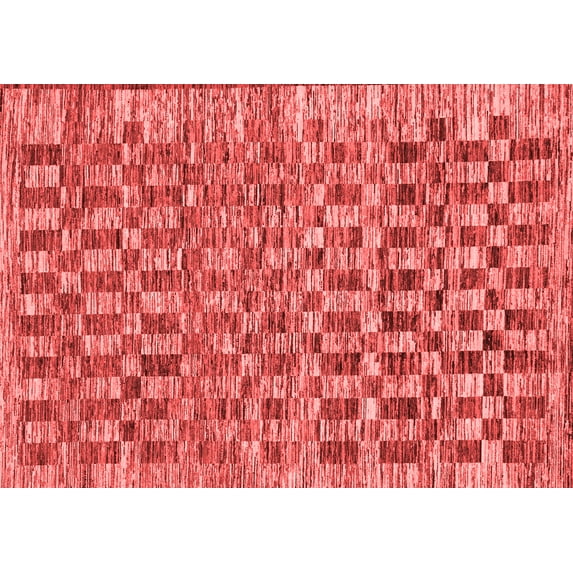 Ahgly Company Machine Washable Indoor Rectangle Checkered Red Modern Area Rugs, 3' x 5'