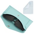 thumbnail image 1 of Funda de gafas de cuero con botón y paño de limpieza para hombres y mujeres, estuches para gafas de sol (azul claro), 1 of 6
