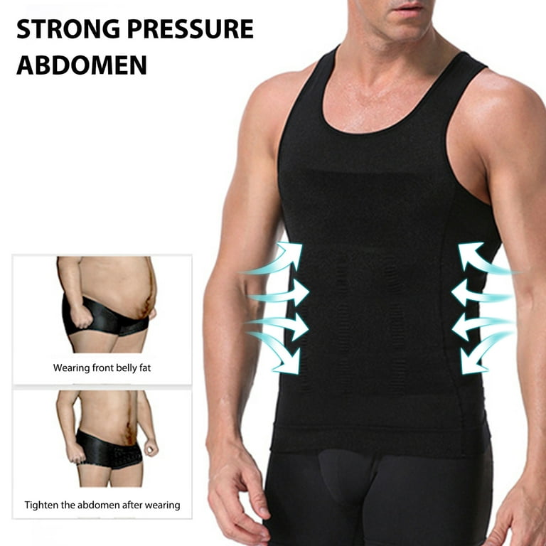 Aptoco 2 Pcs Compression Shirts for Men Gynecomastia Tank Tops Body Shaper  Vest for Workout Male Slimming Base Layer Belly Control Undershirt, Size L