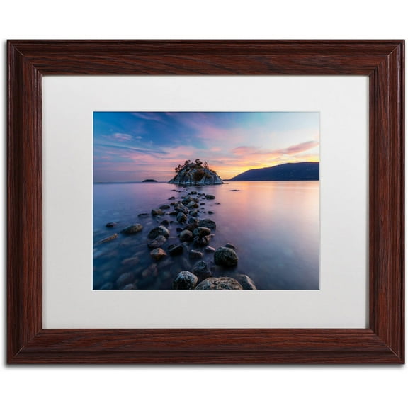 Trademark Fine Art 'Whytecliff Sunset' Canvas Art by Pierre Leclerc, White Matte, Wood Frame