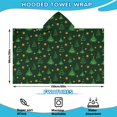 thumbnail image 2 of Dark Green Christmas Tree and Star Pattern Hooded Bath Towel，60"x35" for Ages 3 To 12 Kids, Quick Dry Lightweight Soft Microfiber Hood Beach Towel Cover Up for Kids, 2 of 7
