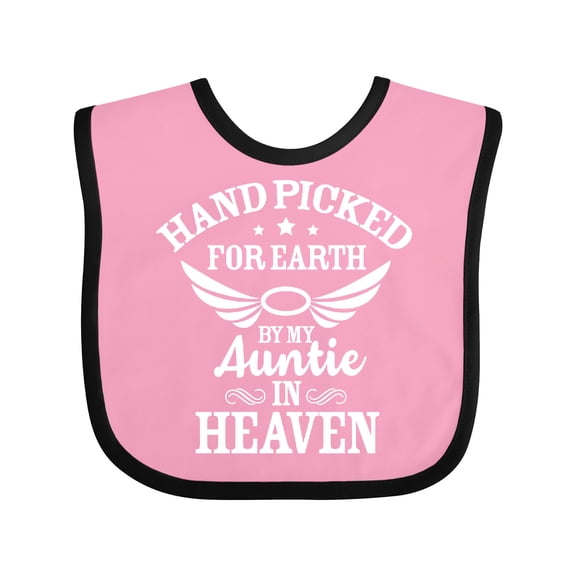 Inktastic Handpicked for Earth by My Auntie in Heaven with Angel Wings Boys or Girls Baby Bib