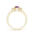 thumbnail image 2 of ANGARA Natural Classic Three Stone Amethyst and Diamond Ring in 14K Yellow Gold for Women (Size-5mm) | February Birthstone, Birthday, Anniversary, Jewelry Gift for Women | Natural Amethyst Ring, 2 of 8
