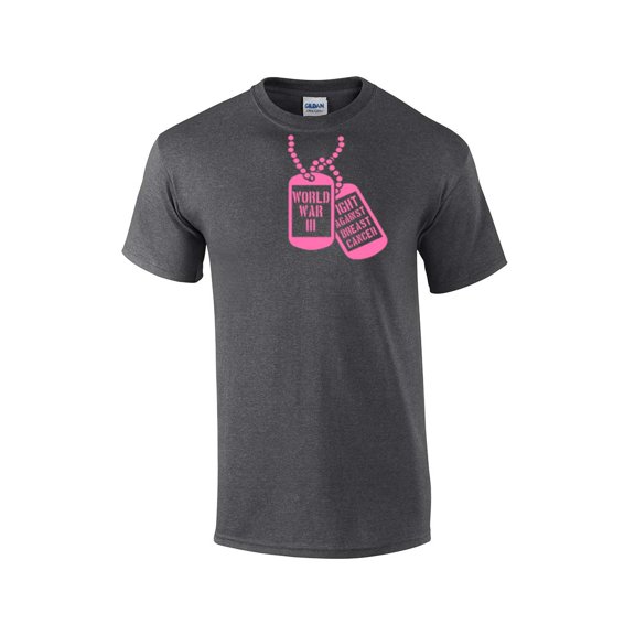 Cancer Awareness Short Sleeve T-shirt World War Iii Against Breast Cancer-Heathergr