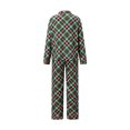 thumbnail image 3 of Family Matching Christmas Pajamas Set with Dog Green Red Plaid Button Down Long Sleeve Sleepwear, 3 of 10