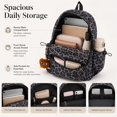 thumbnail image 3 of Sunyuer Women Vintage Leopard Print Backpack, Large Capacity Lightweight Laptop Bookbag, Aesthetic Canvas School Backpack for College Students, Casual Travel Daypack with Cute Plush Bear Pendant, 3 of 9