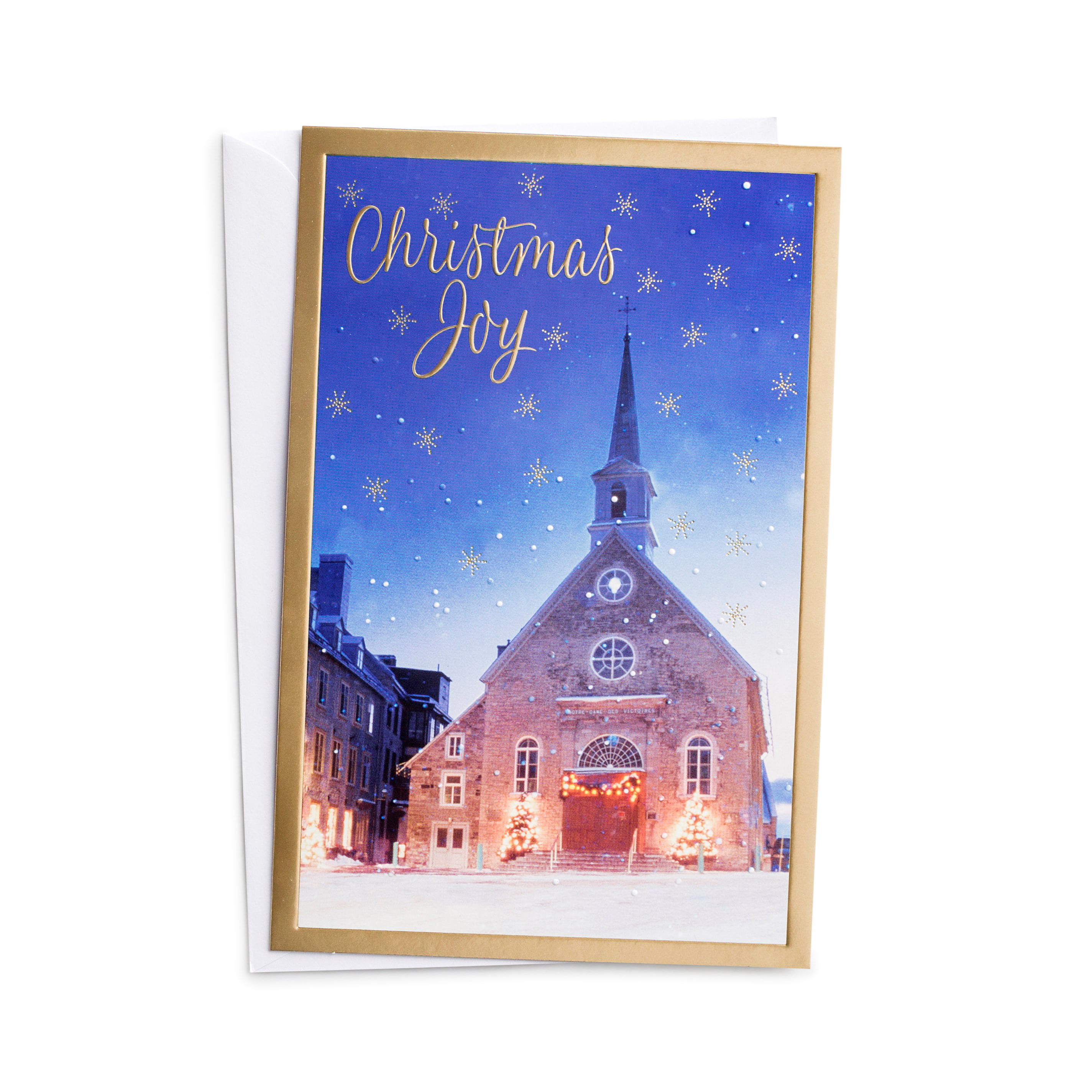 Christian Christmas cards by Just Cards Direct Worship Him 10 Christmas cards in pack with Bible verse Psalm 95:6 inside these foiled religious Christmas cards