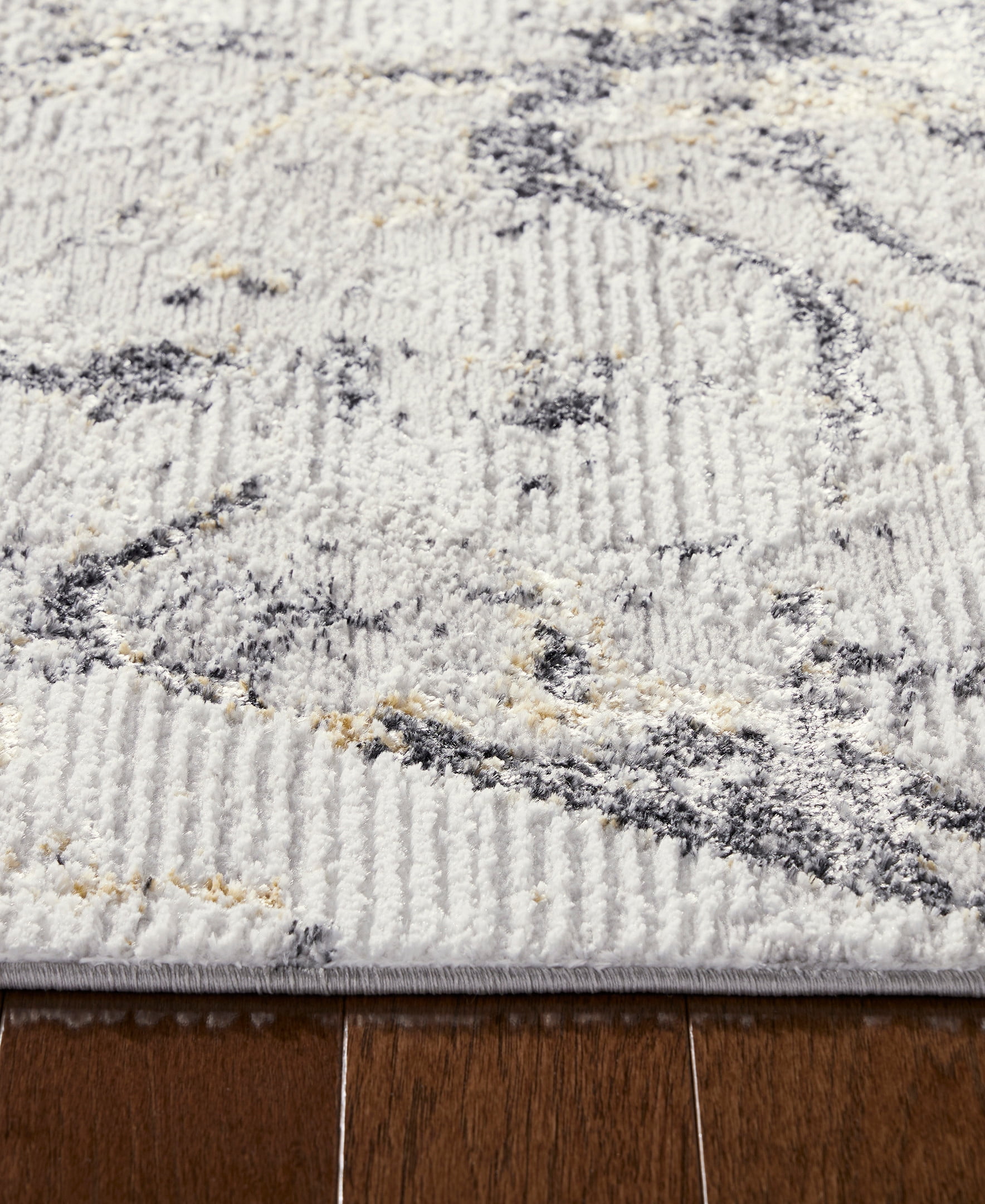 TOWN & COUNTRY LUXE Opaline Bold Marble Area Rug with Glam Metallic Ribbed Texture Pile, Charcoal Grey, 7'10"x10'2"