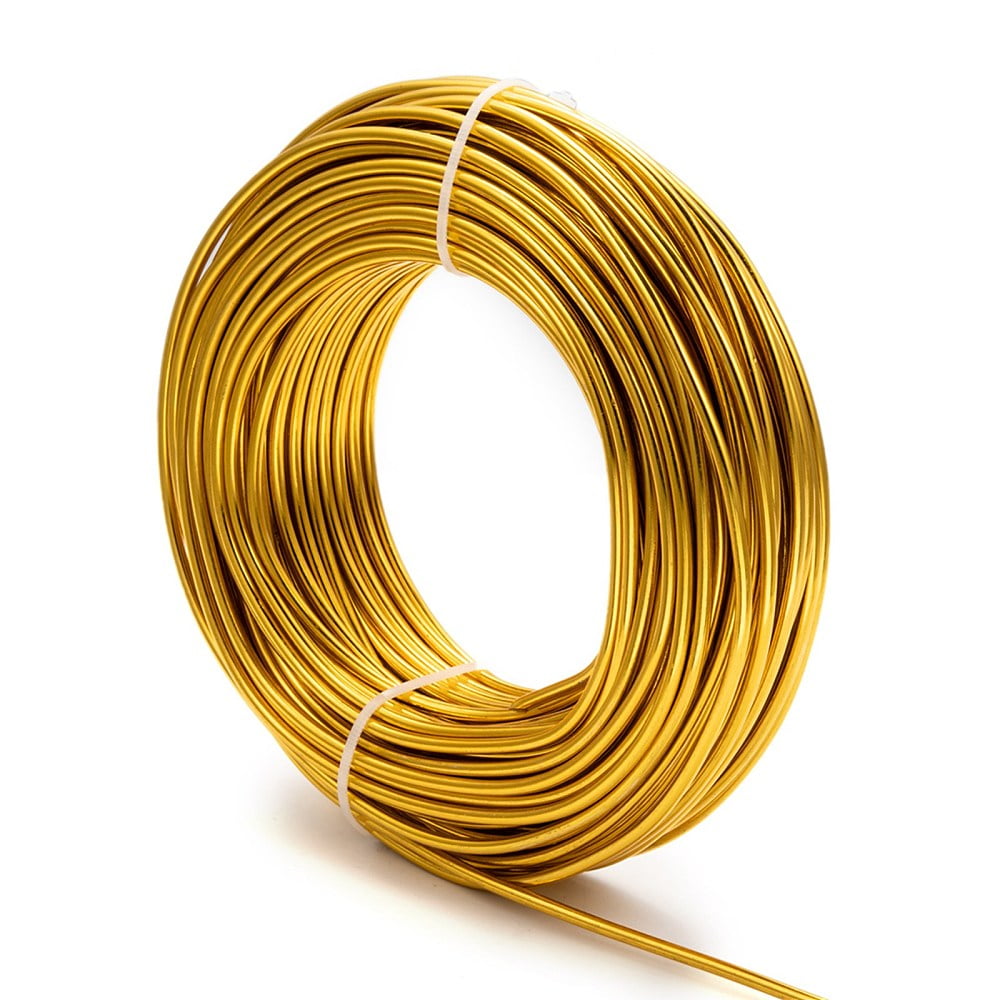 500gs Round Anodized Aluminum Wire Bendable Metal Craft Wire for DIY Jewelry Craft Making Gold 9 Gauge 3.0mm 25m/500g(82 Feet/500g)