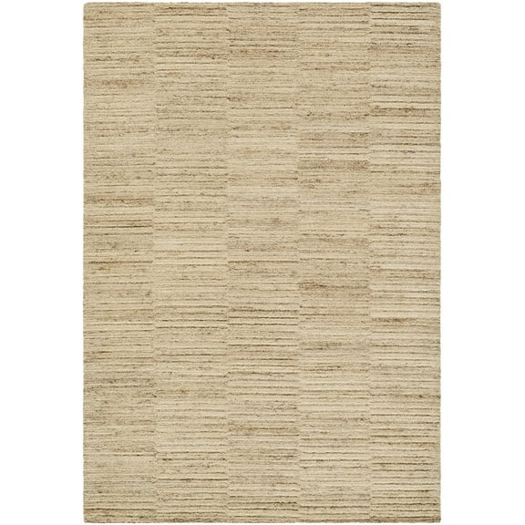 Hauteloom Andred Modern Hand Tufted Natural Fiber Wool Area Rug - Contemporary Broken Striped Textured Carpet for Living Room, Bedroom, Dining Room - Beige, Tan, Taupe - 2' x 3'