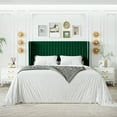 thumbnail image 2 of Sha Cerlin Full Size Upholstered Platform Bed Frame with Velvet Channel Wingback Headboard, Green, 2 of 9