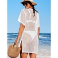 thumbnail image 3 of Alove Women Swimsuit Cover up Hollow Out Button down Crochet Beach Dress Side Split Swim Bathing Suit Coverups with Pocket, 3 of 8