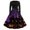 Purple #024, variant on Women's Halloween Dress Bat Cocktail Long Sleeve Novelty Dresses Castle Printed Crew Neck Scary Tea Length Dress with Belt XL