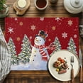 thumbnail image 3 of Red Christmas Snowman Placemat of 1 PC, Xmas Tree Gold White Snowflake Table Mats Washable Heat-Insulation Non-Slip Place Mats for Kitchen Dinner Table Indoor Outdoor Decor,13x19 Inch, 3 of 9