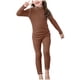 thumbnail image 1 of Odeerbi 1-9 Años Niñas Pijama Conjuntos Rib Knit Long Johns Pijama Manga Larga Cuello Redondo Botton Pantalones Largos Conjuntos, 1 of 7