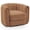 Teddy Fleece | Brown, variant on Velvet Swivel Accent Chair, 360° Barrel Lounge Chair with Cloud-Like Padding & Striped Backrest, Modern Round Armchair for Living Room, Bedroom & Office