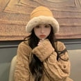 thumbnail image 5 of CoCopeaunts Winter Warm Velvet Lamb Hair Bucket Hat for Women Street Shooting Casual Wide Brim Warm Plush Pot Hat for Internet Celebrities, 5 of 6