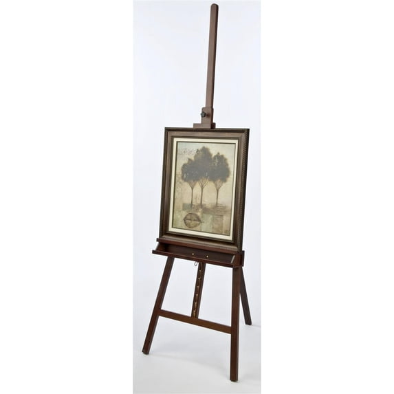 Brown Finish Wood Studio Easel, Adjustable Height And Angle, With Storage Tray (TBAESL033C)