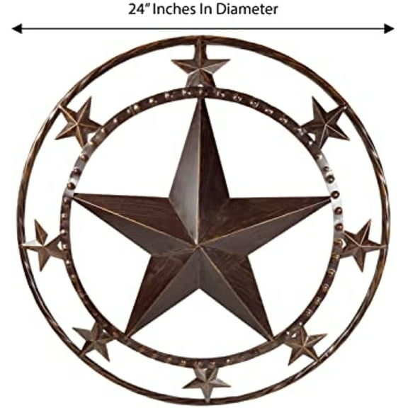 Urbalabs Texas Metal Star 24 Inch Texas 9 Star Twisted Rope Rustic Barn Star Outdoor Wall Decor Barn Star Western Decor Western Stars Wall Decor Lonestar Decor (Double Ring Nine Star)