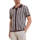 thumbnail image 5 of Polo de punto a rayas INSPIRE CHIC para hombres, camisetas de polo de manga corta con botones, jacquard, 2XL, marrón claro, 5 of 6