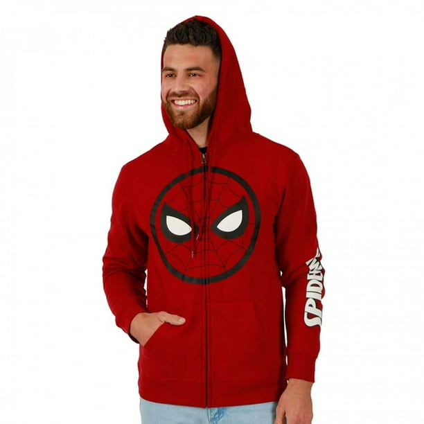 Spider-Man Mask Logo Zip-Up Hoodie with Sleeve Print-Large