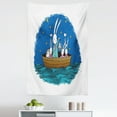thumbnail image 1 of Hedgehog Tapestry, Little Bunnies and Hedgehog Floating in a Boat on the Wavy River Under a Night Sky, Fabric Wall Hanging Decor for Bedroom Living Room Dorm, 5 Sizes, Multicolor, by Ambesonne, 1 of 1