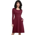 thumbnail image 2 of Made by Johnny Women's Comfy Casual Long Sleeve Flowy Dresses Loose Plain Dress with Pockets M WINE, 2 of 6