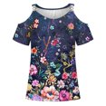 thumbnail image 4 of ICHUANYI Clearance Fashion Woman Causal Round-Neck Printing Blouse Short Sleeve T-Shirt Summer Tops(Purple, XXL) ICHUANYI WER2023081108110, 4 of 5