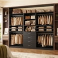 thumbnail image 2 of Homieasy 57.3'' W 2-Piece Closet Organizer System with Drawers and Hanging Rods, Black, 2 of 7