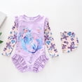thumbnail image 2 of 8-9 T Swimsuit Girls Girls Printed Ruffle Sleeve Piece Swimsuit for Pool Beach and River, 2 of 4