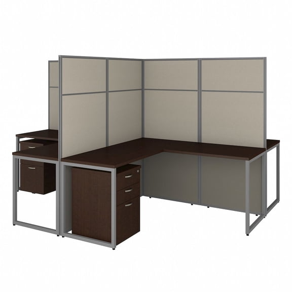 Bush Business Furniture Easy Office 60W 4 Person L Shaped Cubicle with Storage