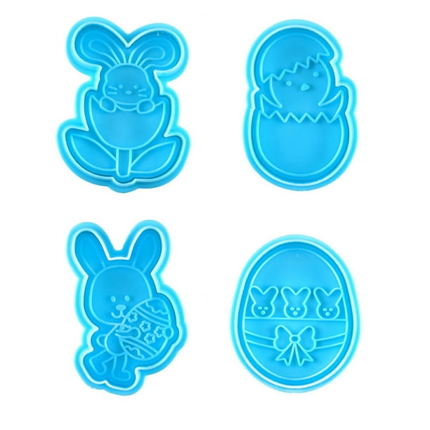 Juego de 4 Moldes para Galletas, Pasteles y Fondant para Pascua.