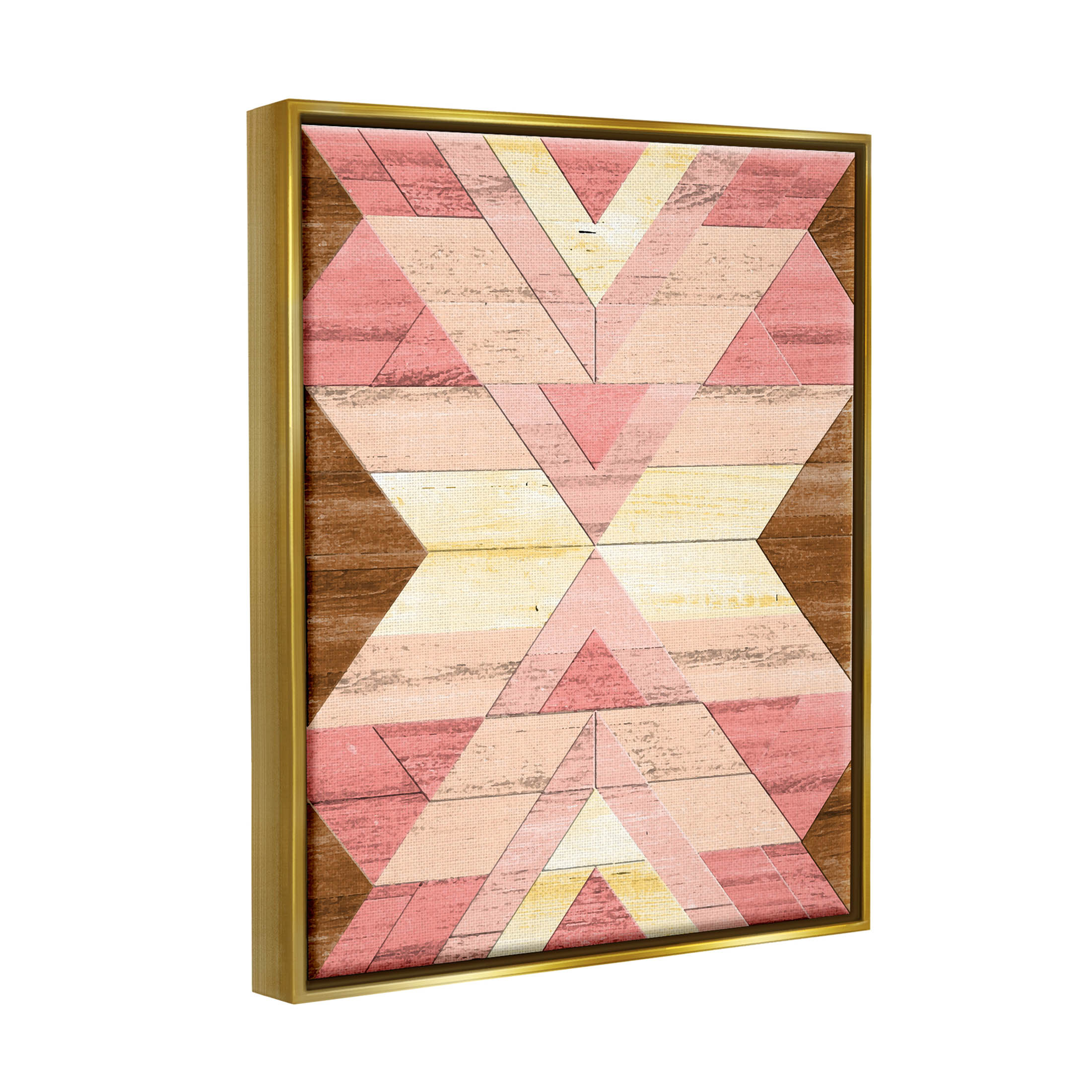 Desert Sunset Pink Shapes Abstract Graphic Art Metallic Gold Framed Art Print Wall Art