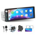 thumbnail image 1 of Single Din Car Stereo with Apple Carplay Android Auto,6.9 Inch IPS Touch Screen Car Stereo with Backup Camera, Car Raido Support Mirror Link Bluetooth Handsfree FM AM USB EQ SWC, 1 of 6