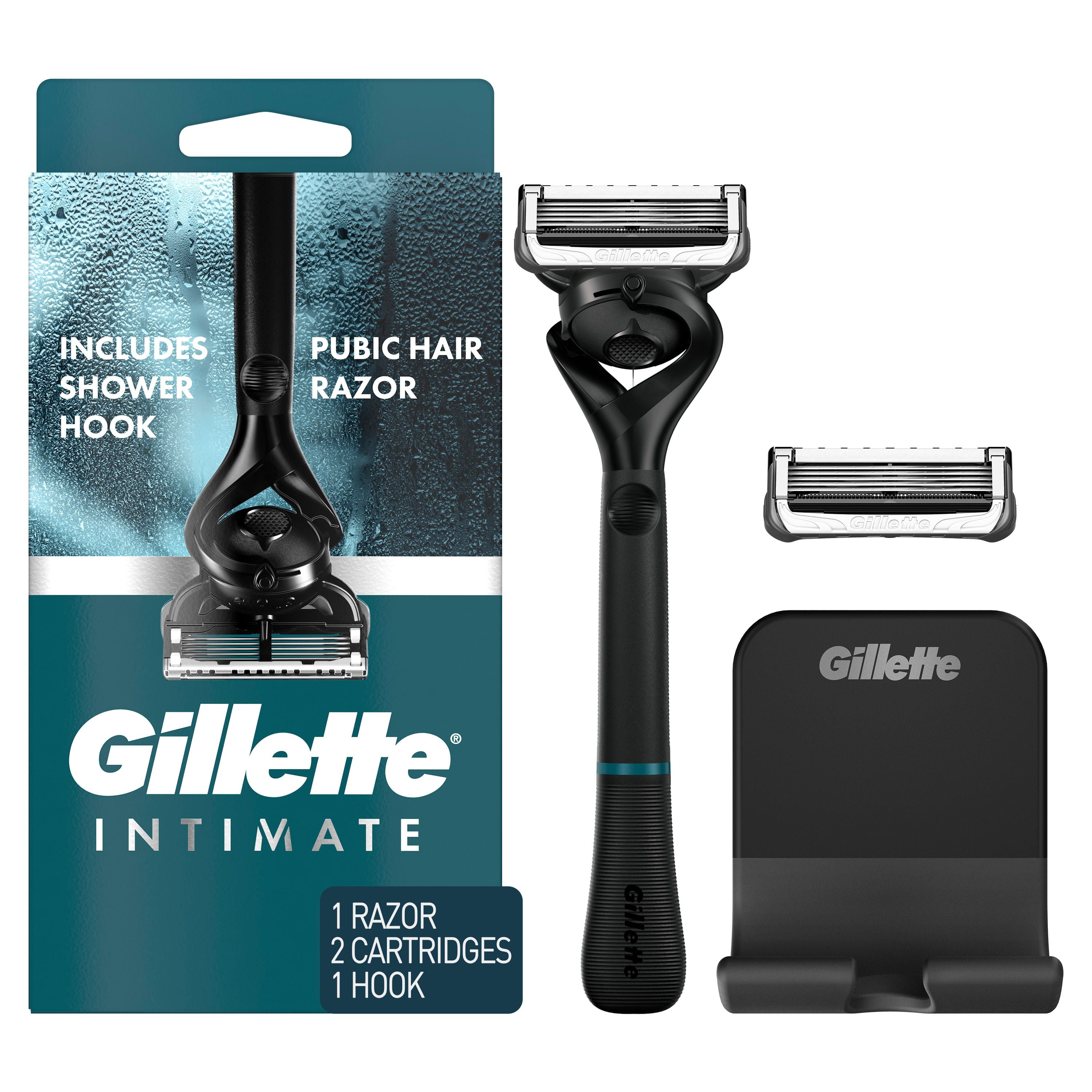 Gillette Intimate Pubic Hair Razor for Men, Men’s Pubic Razor for Manscaping, Gentle and Easy to Use, Designed For Pubic Hair, 1 Razor Handle, 2 Razor Blade Refills, 1CT