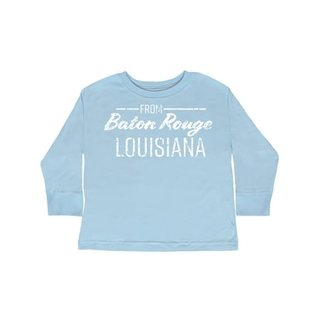 

Inktastic From Baton Rouge Louisiana in White Distressed Text Gift Toddler Boy or Toddler Girl Long Sleeve T-Shirt