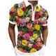 thumbnail image 1 of Camisas De Vestir Para Hombre Manga Corta Camisa de manga corta con cremallera de solapa con impresión digital 3D para hombre Chaqueta de camisa de moda informal (Yellow, M), 1 of 4