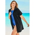 thumbnail image 4 of Swim 365 Women's Plus Size Terry Longer-Length Hooded Zip-Front Swim Cover-Up, 4 of 6