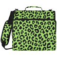 thumbnail image 2 of Zipper Binder with Shoulder Strap 2 inch 3 Ring Waterproof File Folder Organizer Bag 500 Sheet Neon Green Leopard Print, 2 of 8