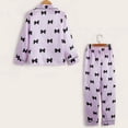 thumbnail image 3 of Uccdo 7-14Y Big Boys Girls Pajamas Sets Satin Silk Sleepwear Set Kids Cute Printed Pajamas Sets Button Down Tops+Sleep Pants 7-14T, 3 of 7