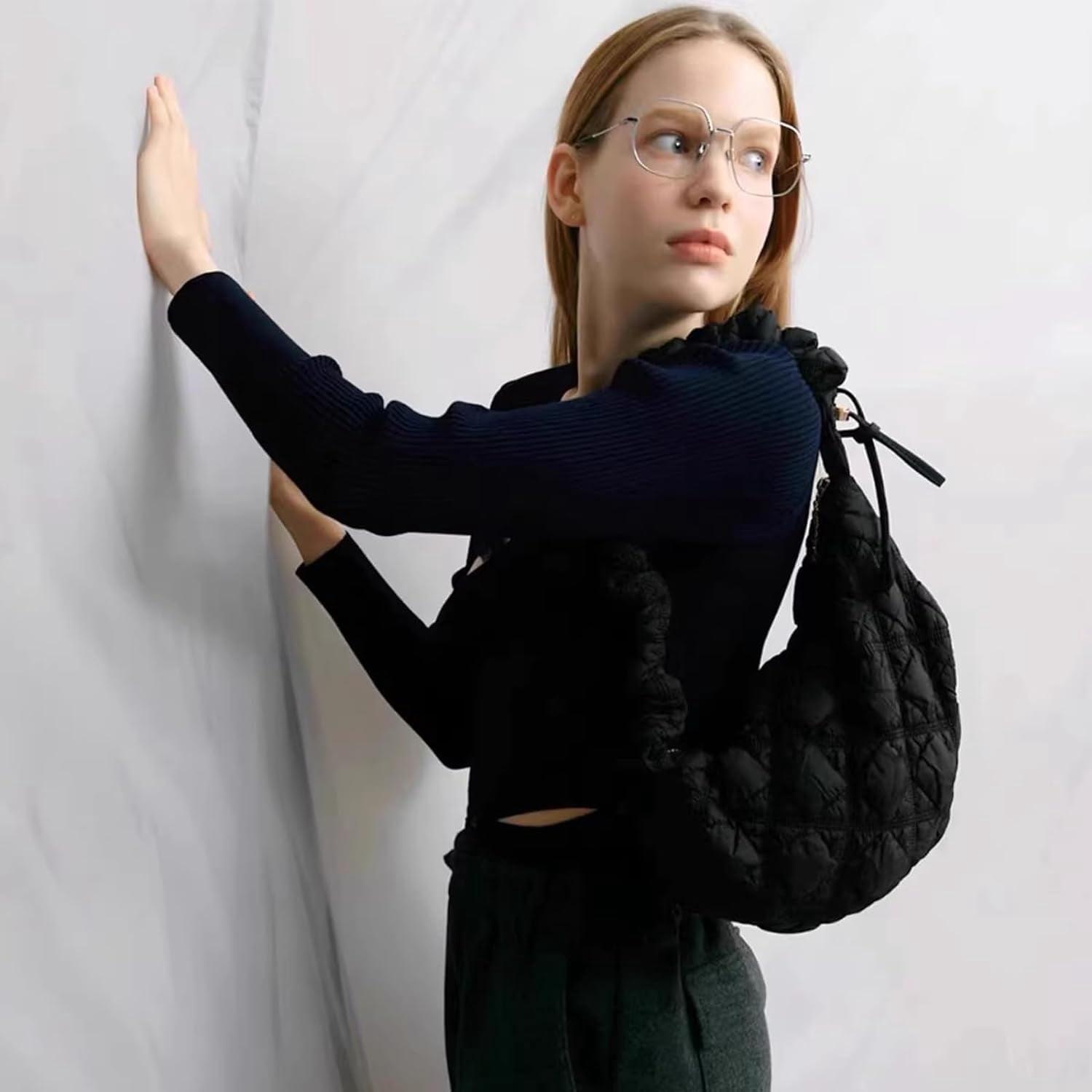 Quilted Shoulder Bag Puffer Handbag Crossbody Purse Padded Cloud Hobo Bag with Adjustable Strap