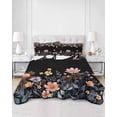 thumbnail image 3 of Black Spring Floral Queen Size Down Alternative Comforter, Lightweight Comforter Quilt Bedding Set with Pillow Shams Elegant Flowers Farmhouse Botanical All Seasons Bed Comforter Duvet Insert 90"x96", 3 of 7