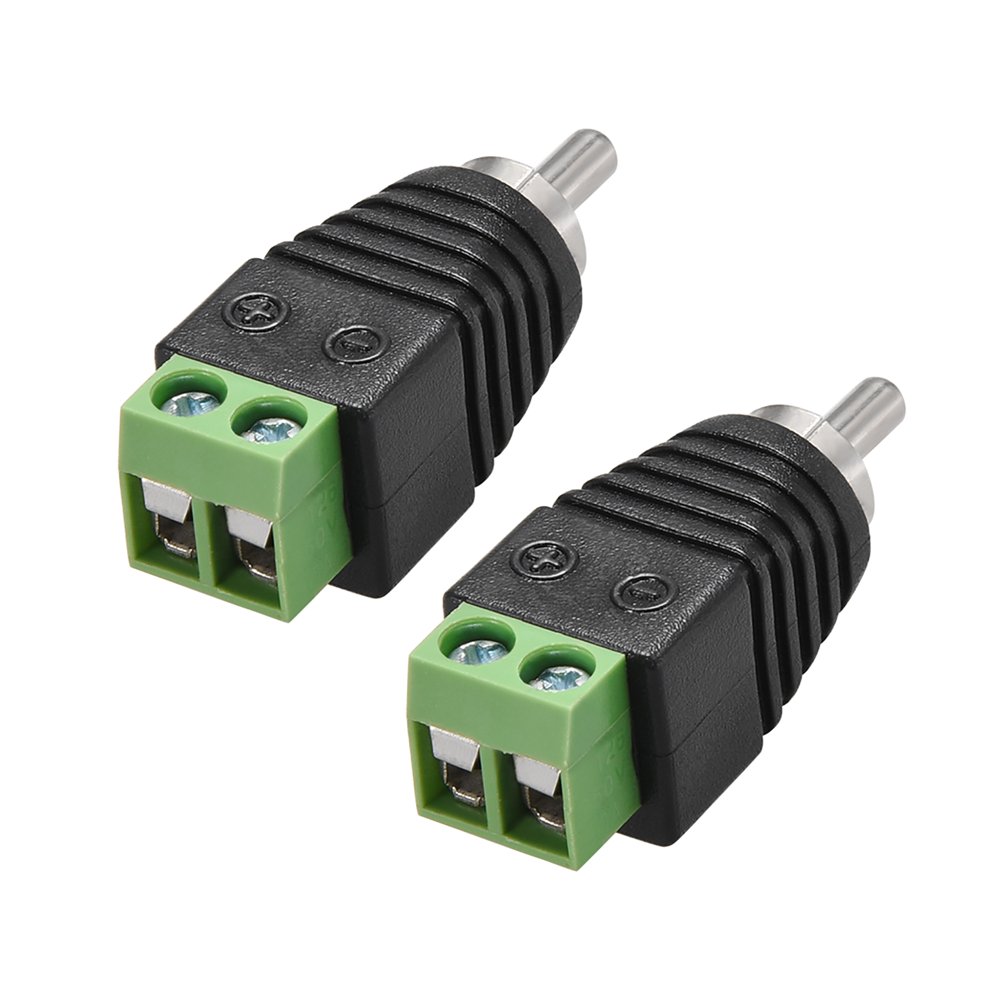 RCA Male to AV Screw Terminal Audio Video Connector Adapter Green 2Pcs